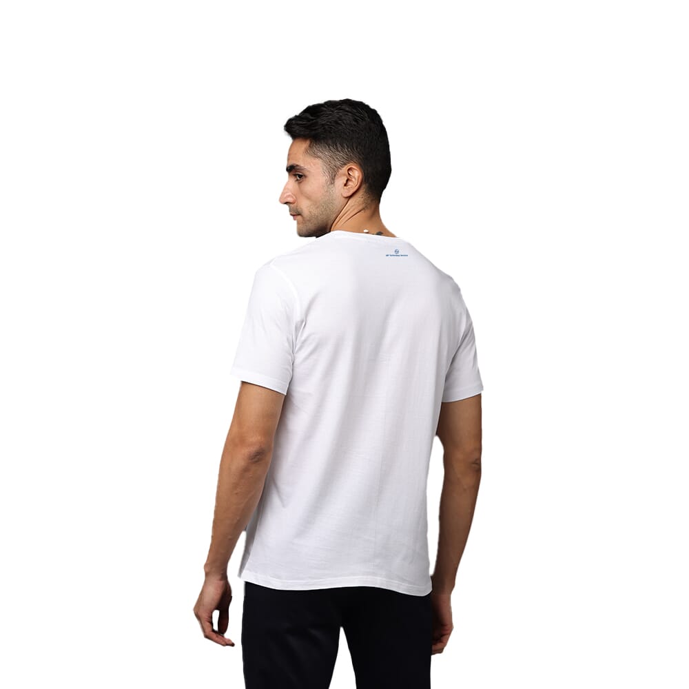 Retro Radio Greys and Blues Pima Round Neck T-shirt - White